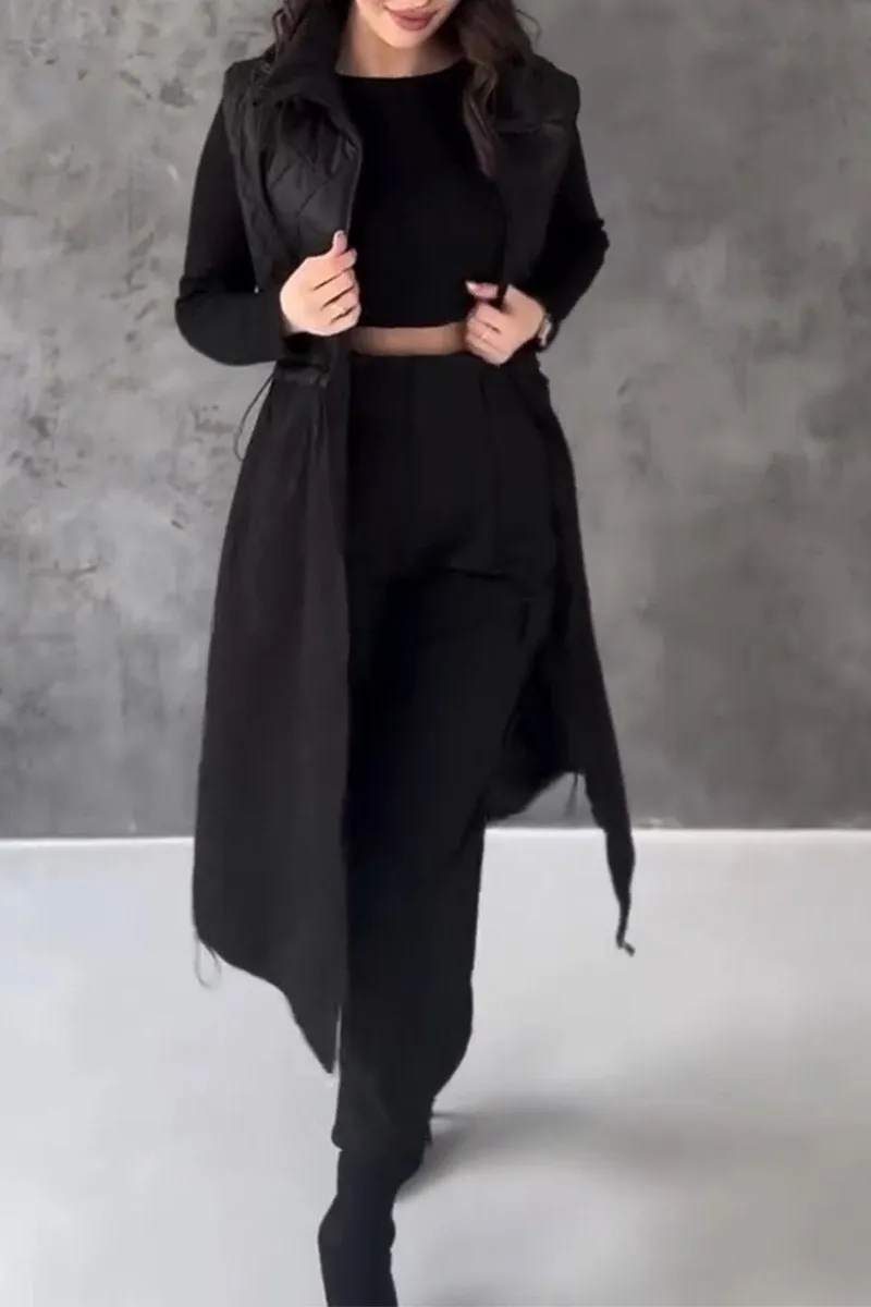 Women's Casual Lapel Sleeveless Patchwork Jacket